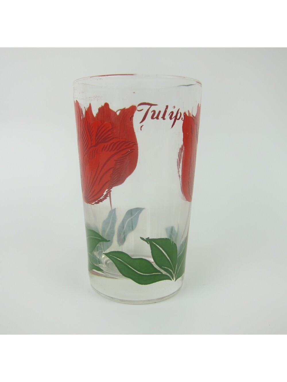 Vintage Boscul Peanut Butter Juice Glass Red Tulip Flowers Swanky Swig Tumbler